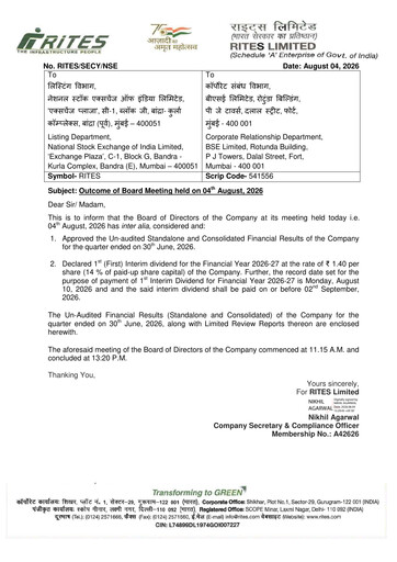 Thumbnail RITES
 Quarterly Report 2026-q1