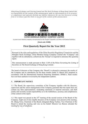 Thumbnail China Shenhua Energy Quarterly Report 2012-q1
