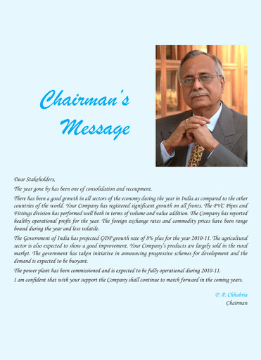 Thumbnail Finolex Industries Annual Report 2009-2010
