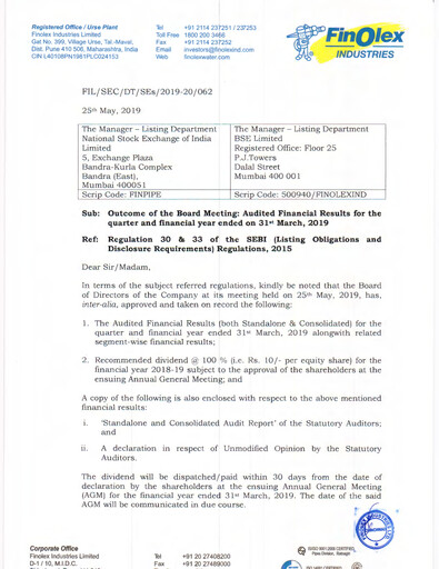 Thumbnail Finolex Industries Quarterly Report 2019-q4