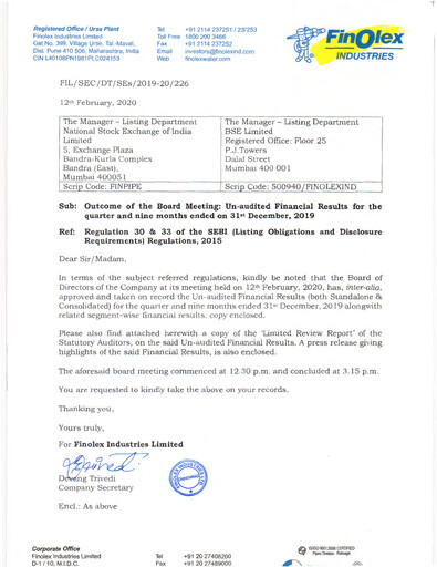 Thumbnail Finolex Industries Quarterly Report 2020-q3