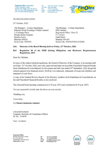 Vorschaubild Finolex Industries Quartalsbericht 2022-q2
