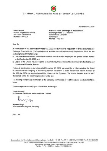 Thumbnail Chambal Fertilisers
 Half-year Report 2020-h1