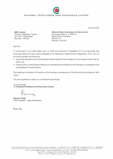 Vorschaubild Chambal Fertilisers
 Quartalsbericht 2020-q1