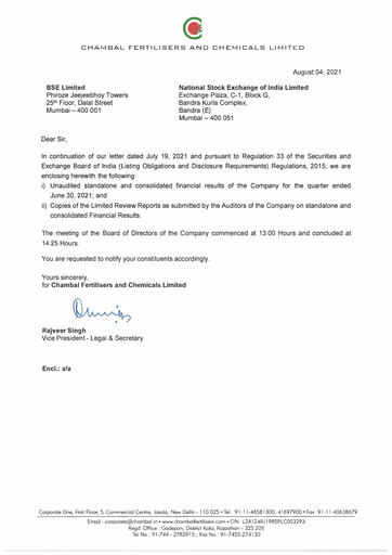 Vorschaubild Chambal Fertilisers
 Quartalsbericht 2021-q1