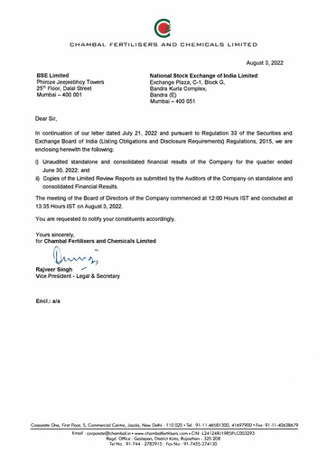 Vorschaubild Chambal Fertilisers
 Quartalsbericht 2022-q1