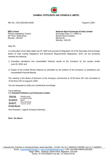 Vorschaubild Chambal Fertilisers
 Quartalsbericht 2024-q1