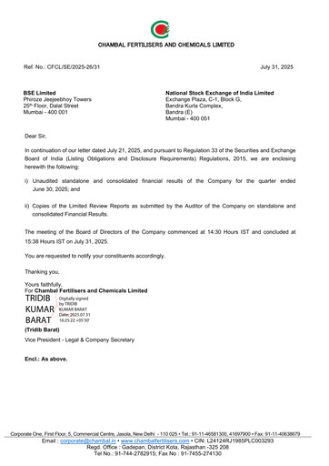 Vorschaubild Chambal Fertilisers
 Quartalsbericht 2025-q1