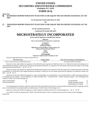Thumbnail Strategy 
 (MicroStrategy) Quarterly Report 2020-q1