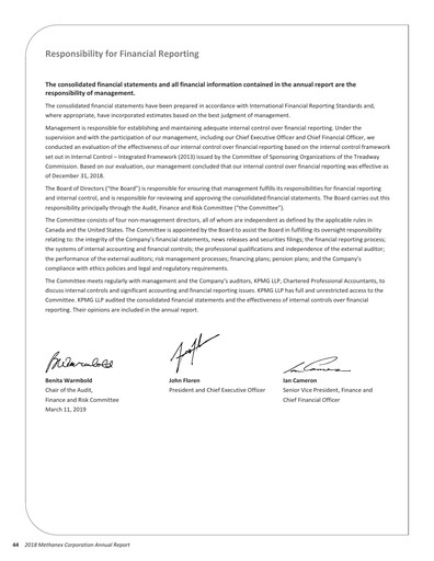 Thumbnail Methanex Financial Statement 2018