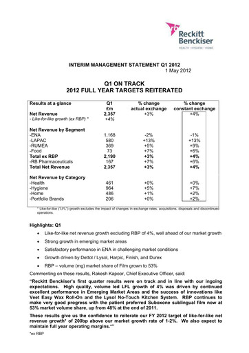 Thumbnail Reckitt Benckiser
 Financial Statement 2012-q1