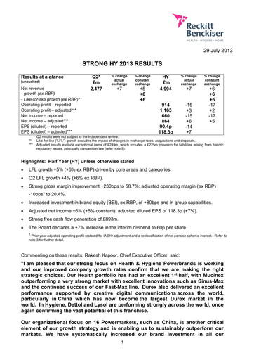 Thumbnail Reckitt Benckiser
 Financial Statement 2013-h1