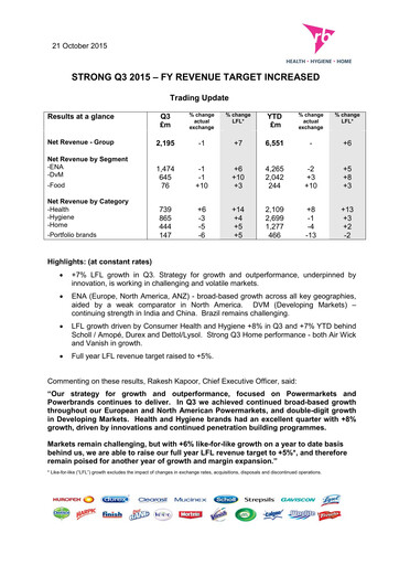 Thumbnail Reckitt Benckiser
 Financial Statement 2015-q3