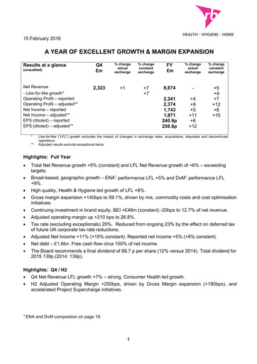 Thumbnail Reckitt Benckiser
 Financial Statement 2015
