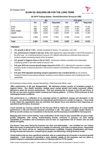 Thumbnail Reckitt Benckiser
 Financial Statement 2019-q3
