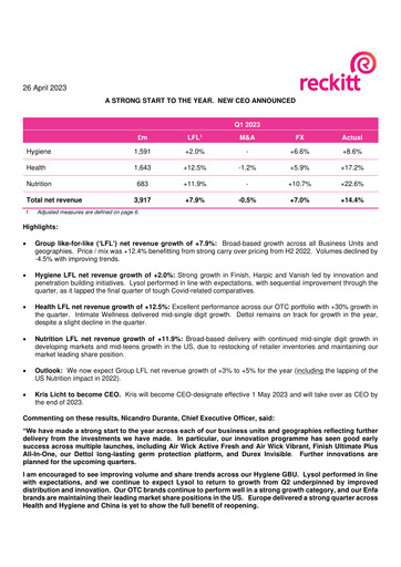 Thumbnail Reckitt Benckiser
 Financial Statement 2023-q1