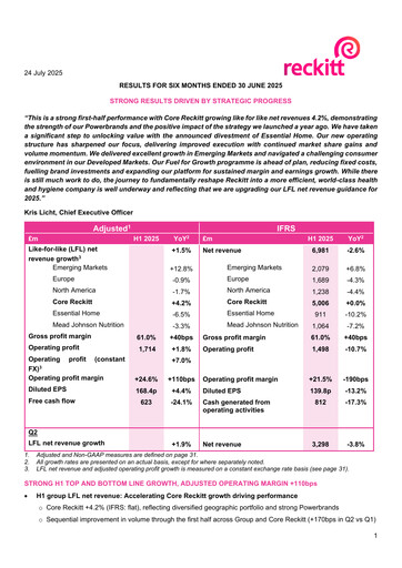 Miniature Reckitt Benckiser
 Rapport semestriel 2025-h1