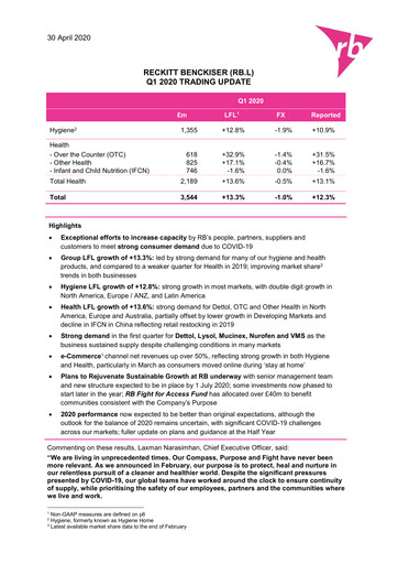 Thumbnail Reckitt Benckiser
 Quarterly Report 2020-q1