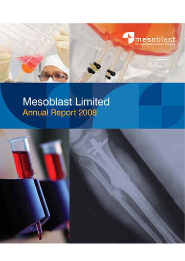 Thumbnail Mesoblast
 Annual Report 2008