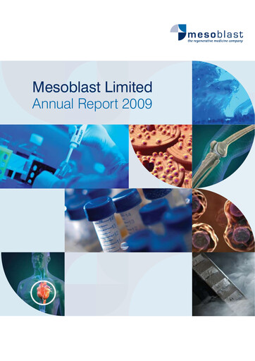 Thumbnail Mesoblast
 Annual Report 2009