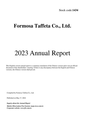 Thumbnail Formosa Taffeta Annual Report 2023
