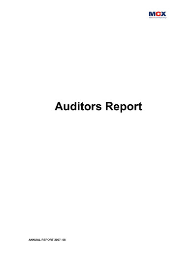 Thumbnail Multi Commodity Exchange Annual Report 2007-2008
