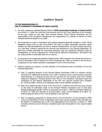 Thumbnail Multi Commodity Exchange Annual Report 2008-2009