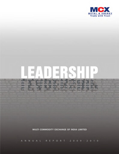 Thumbnail Multi Commodity Exchange Annual Report 2009-2010