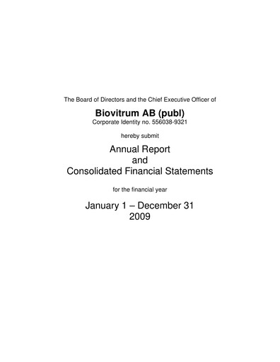 Thumbnail Swedish Orphan Biovitrum Annual Report 2009