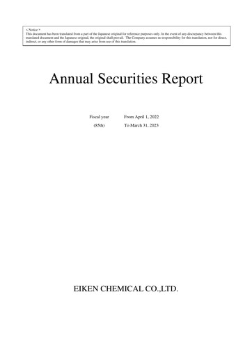 Thumbnail Eiken Chemical Annual Report fy2022