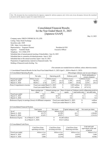 Thumbnail Eiken Chemical Financial Statement fy2024