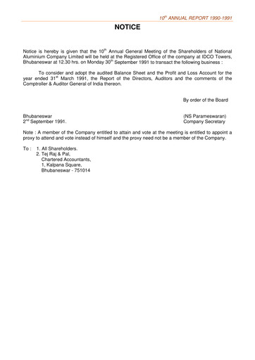 Thumbnail National Aluminum & Alloy Annual Report 1990-1991