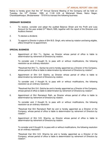 Thumbnail National Aluminum & Alloy Annual Report 1994-1995