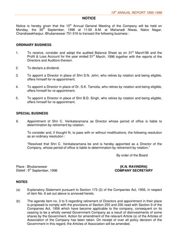 Thumbnail National Aluminum & Alloy Annual Report 1995-1996