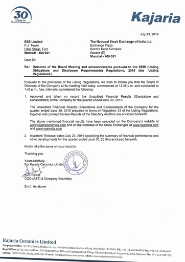 Thumbnail Kajaria Ceramics
 Quarterly Report 2019-q1