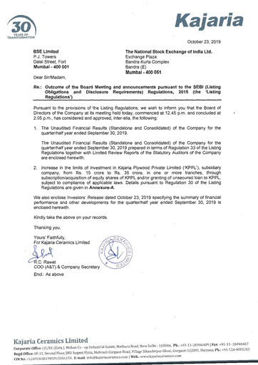 Thumbnail Kajaria Ceramics
 Quarterly Report 2019-q2