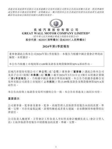 Thumbnail Great Wall Motors Quarterly Report 2024-q1