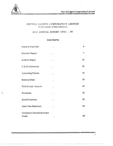 Thumbnail NLC India Annual Report 1996-1997