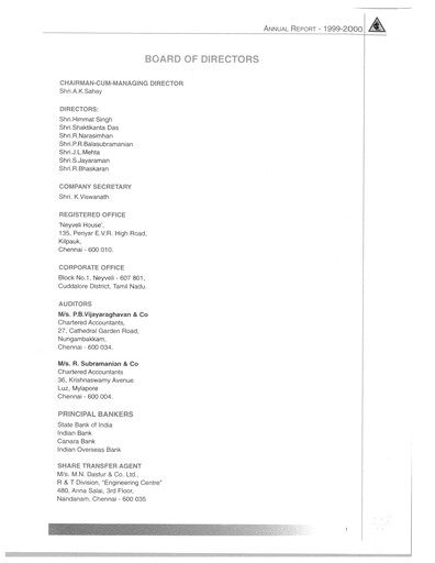 Thumbnail NLC India Annual Report 1999-2000