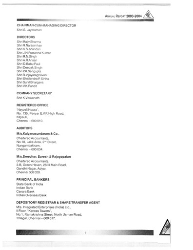 Thumbnail NLC India Annual Report 2003-2004