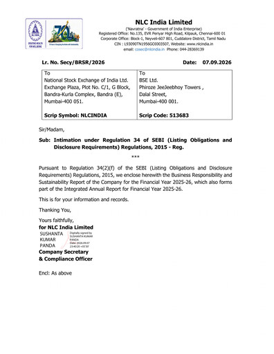 Thumbnail NLC India ESG Report 2025-2026