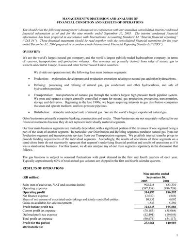 Thumbnail Gazprom Financial Statement 2005-9m