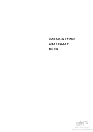Thumbnail Ganfeng Lithium Financial Statement 2013