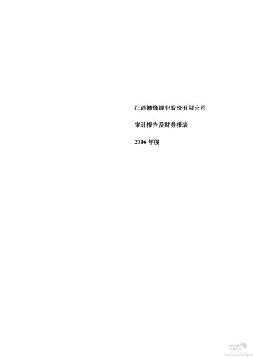 Thumbnail Ganfeng Lithium Financial Statement 2016