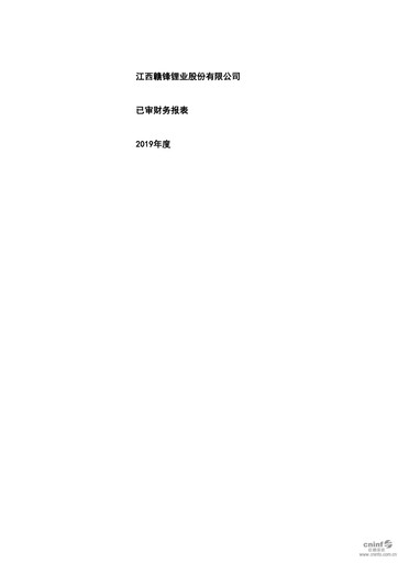Thumbnail Ganfeng Lithium Financial Statement 2019