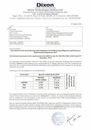 Thumbnail Dixon Technologies Quarterly Report 2018-q1