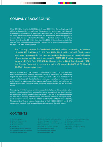 Miniature China Oilfield Services
 Rapport annuel 2006