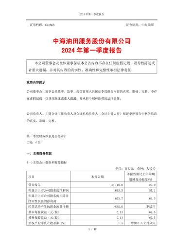 Vorschaubild China Oilfield Services
 Quartalsbericht 2024-q1