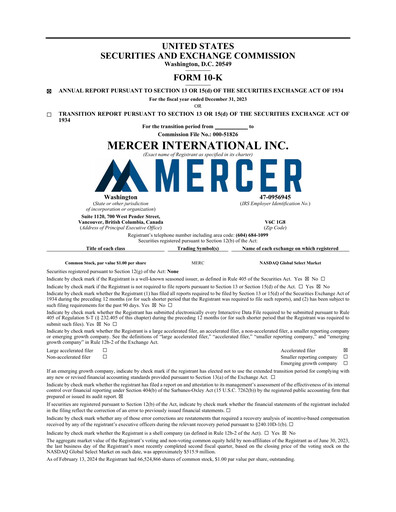 Thumbnail Mercer International Annual Report 2023