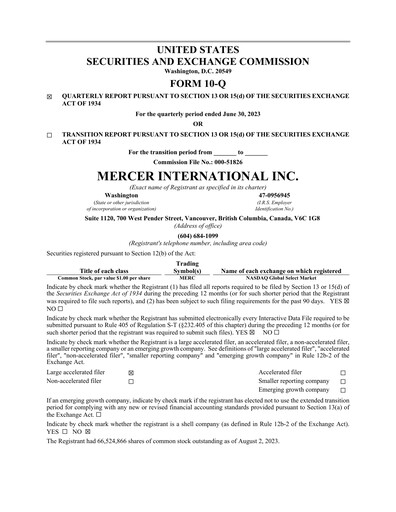 Thumbnail Mercer International Quarterly Report 2023-q2